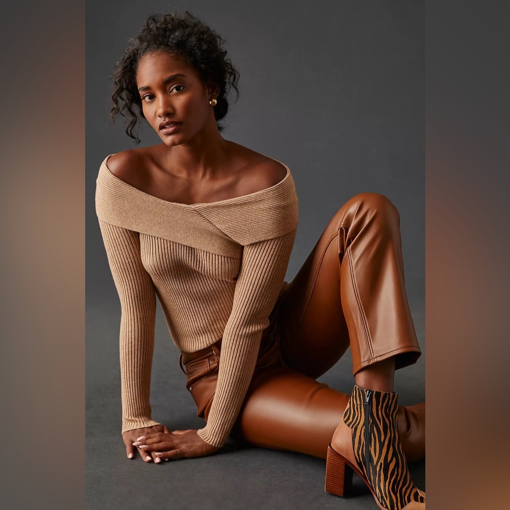 Anthropologie Ribbed Off-The-Shoulder Sweater | XL | EUC